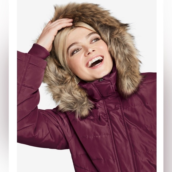 Catherines Faux Fur Trim Puffer Coat 2X - Picture 2 of 9